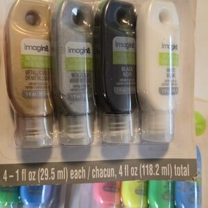 Metallic & Solid Paint Set - Gold, Silver, Black, White (4-Pack)